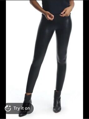 Black High-Waist Faux Leather Leggings